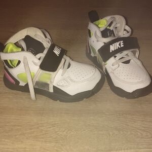 Nike Kids White and Black Sneakers with Neon Accents